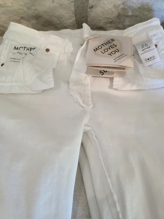 MOTHER White Distressed Ankle Crop Jeans - Picture 4 of 5